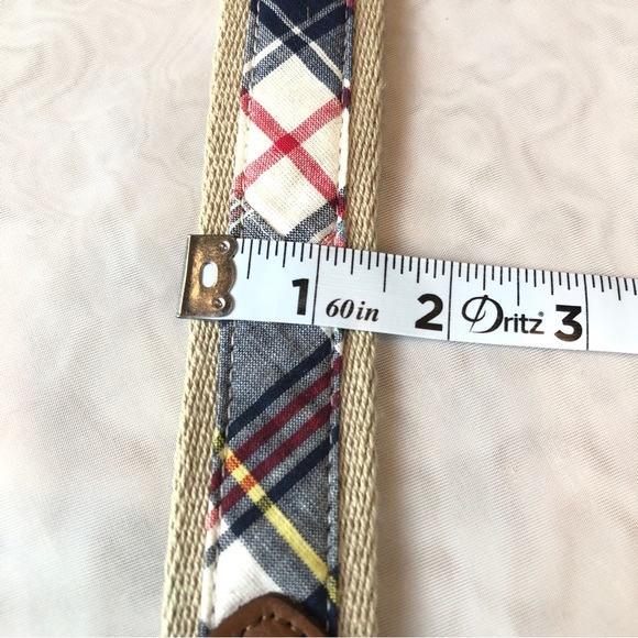 JAAK Belt Men L Madras Plaid Blue Red GreenCanvas Cotton Woven Synthetic Leather - Picture 11 of 14